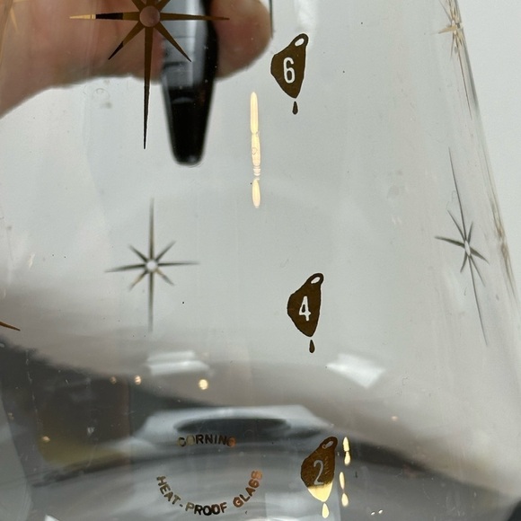 Vtg Corning Heat Proof Glass Atomic Starburst Carafe Coffee Tea Pot MCM Retro - Picture 3 of 13